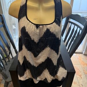 Black & White Sequin Chevron Tank Top - Women